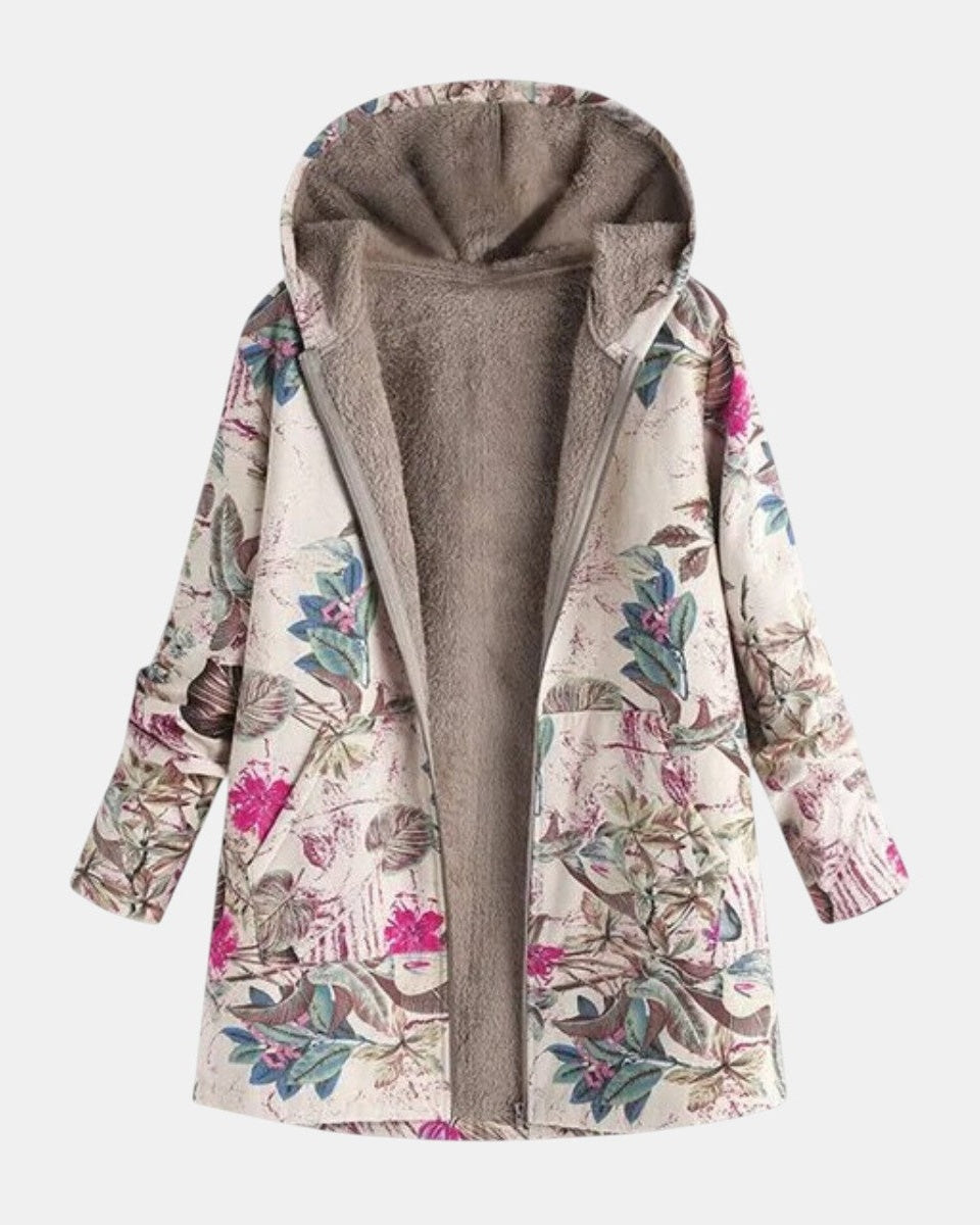 Ivy | Pastel Botanisk Fleeceforet Jakke