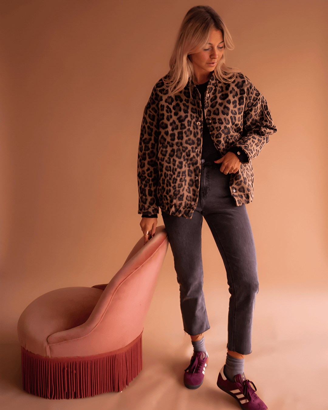 Leona | Leopard Bomberjakke